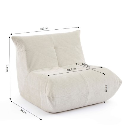 Fauteuil compressé KAIDO 1 place en mousse et tissu beige