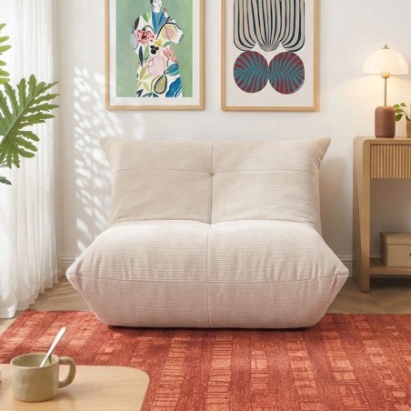 Fauteuil compressé KAIDO 1 place en mousse et tissu beige