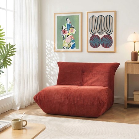 Fauteuil compressé KAIDO 1 place en mousse et tissu terracotta