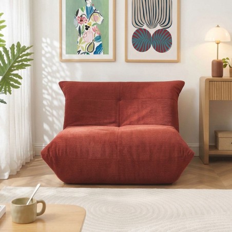 Fauteuil compressé KAIDO 1 place en mousse et tissu terracotta