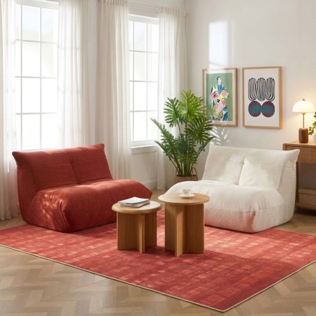 Fauteuil compressé KAIDO 1 place en mousse et tissu terracotta