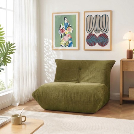 Fauteuil compressé KAIDO 1 place en mousse et tissu vert