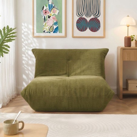 Fauteuil compressé KAIDO 1 place en mousse et tissu vert