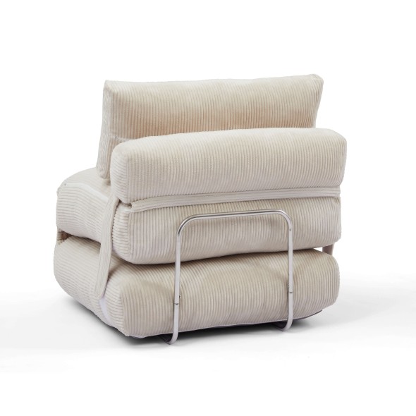 Fauteuil convertible compressé NYX en mousse 1 place velours côtelé beige