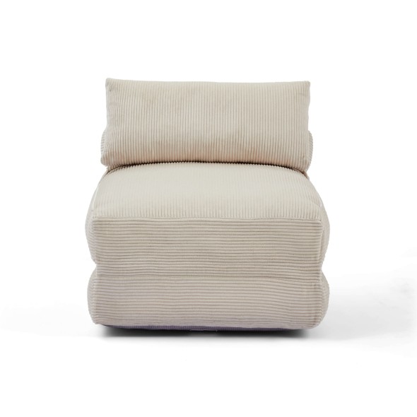 Fauteuil convertible compressé NYX en mousse 1 place velours côtelé beige