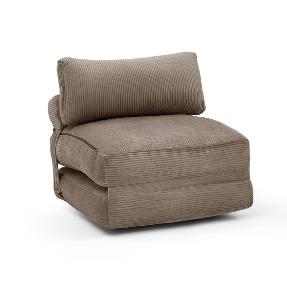 Fauteuil convertible compressé NYX en mousse 1 place velours côtelé gris