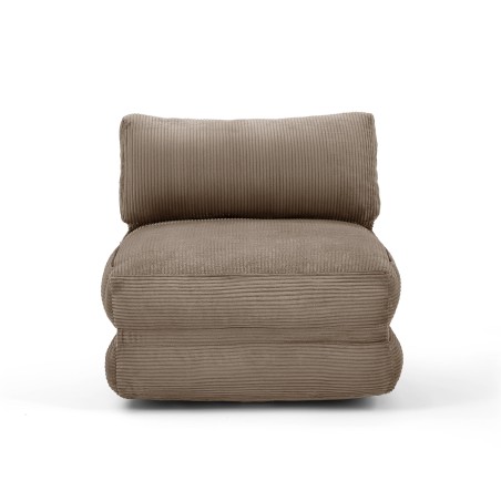 Fauteuil convertible compressé NYX en mousse 1 place velours côtelé gris