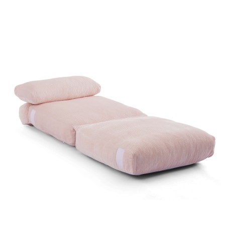 Fauteuil convertible compressé NYX en mousse 1 place velours côtelé rose