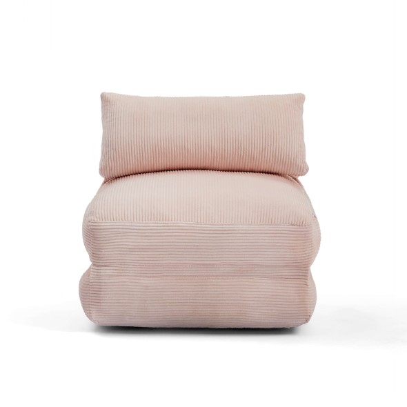 Fauteuil convertible compressé NYX en mousse 1 place velours côtelé rose