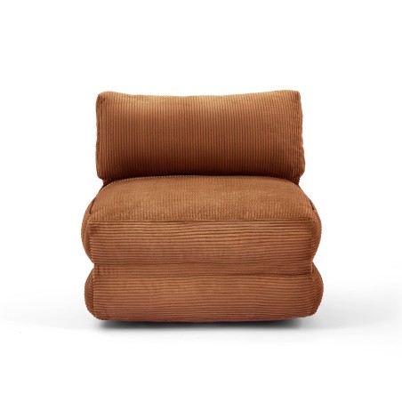 Fauteuil convertible compressé NYX en mousse 1 place velours côtelé terracotta