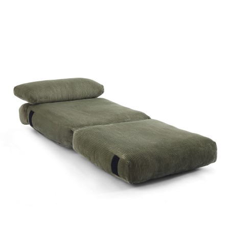 Fauteuil convertible compressé NYX en mousse 1 place velours côtelé vert