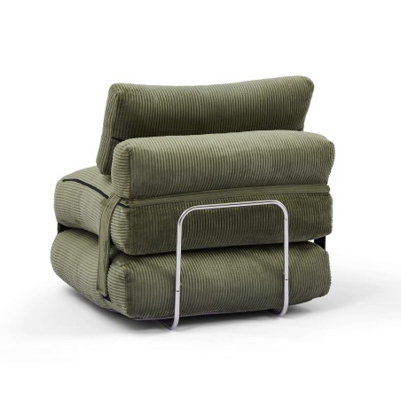 Fauteuil convertible compressé NYX en mousse 1 place velours côtelé vert