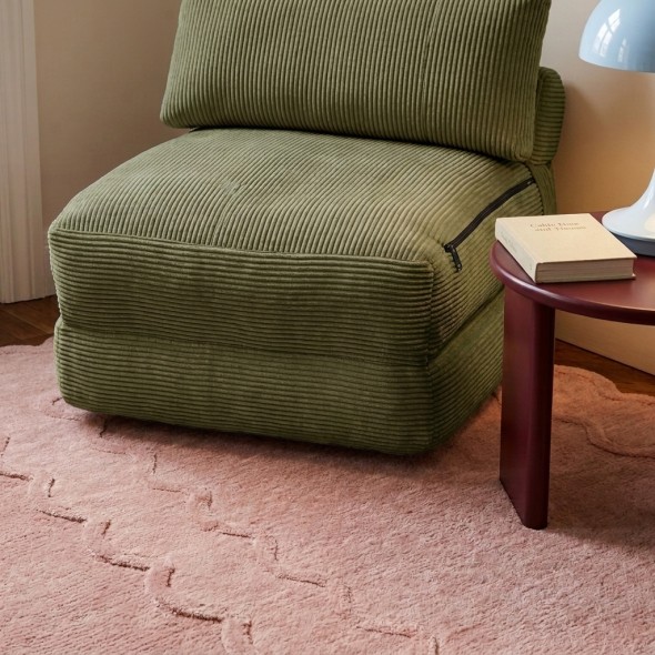 Fauteuil convertible compressé NYX en mousse 1 place velours côtelé vert