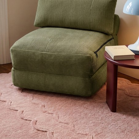 Fauteuil convertible compressé NYX en mousse 1 place velours côtelé vert