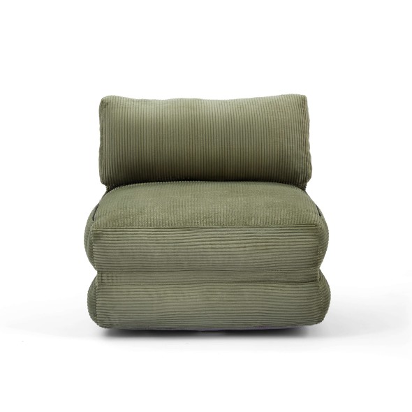 Fauteuil convertible compressé NYX en mousse 1 place velours côtelé vert
