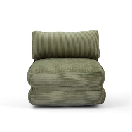 Fauteuil convertible compressé NYX en mousse 1 place velours côtelé vert
