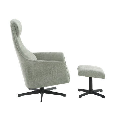 Fauteuil relax manuel rotatif RIGEL + repose-pieds 1 place tissu vert