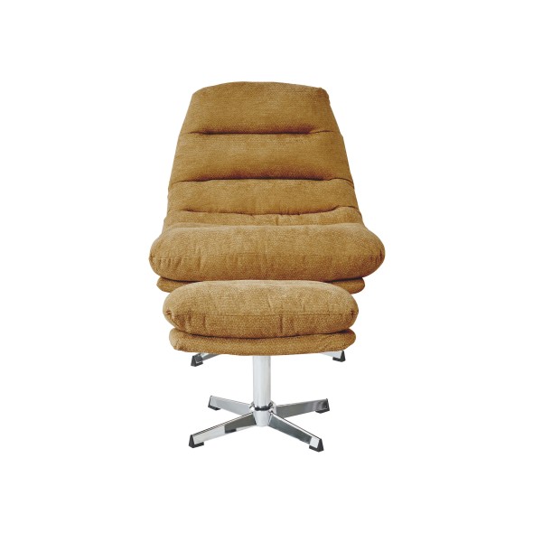 Fauteuil rotatif THEMIS 1 place + repose-pieds tissu jaune moutarde