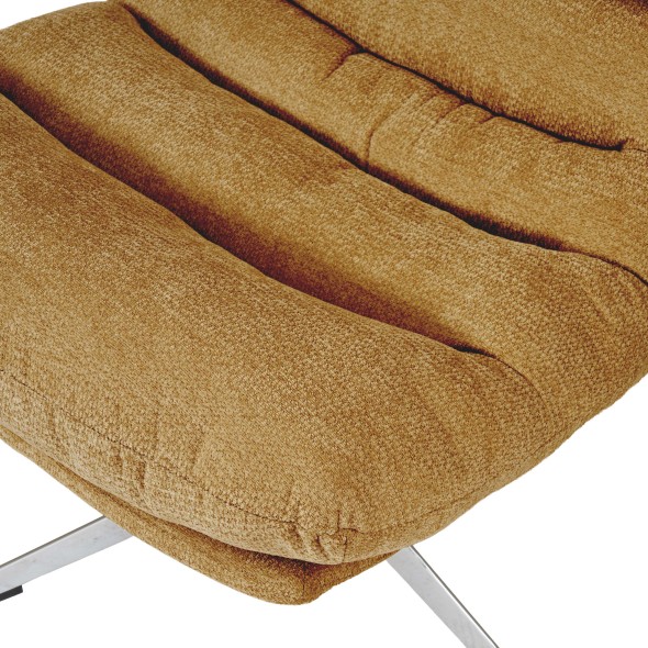 Fauteuil rotatif THEMIS 1 place + repose-pieds tissu jaune moutarde