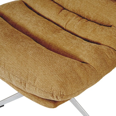 Fauteuil rotatif THEMIS 1 place + repose-pieds tissu jaune moutarde