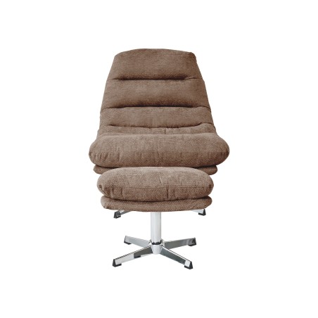 Fauteuil rotatif THEMIS 1 place + repose-pieds tissu marron