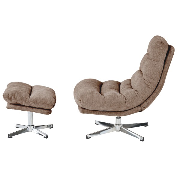 Fauteuil rotatif THEMIS 1 place + repose-pieds tissu marron
