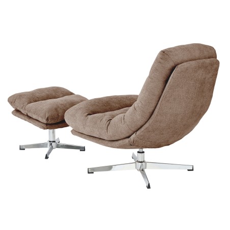 Fauteuil rotatif THEMIS 1 place + repose-pieds tissu marron