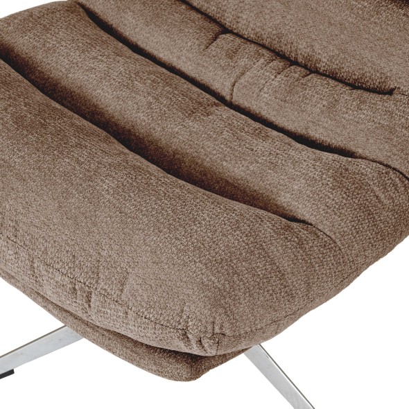 Fauteuil rotatif THEMIS 1 place + repose-pieds tissu marron