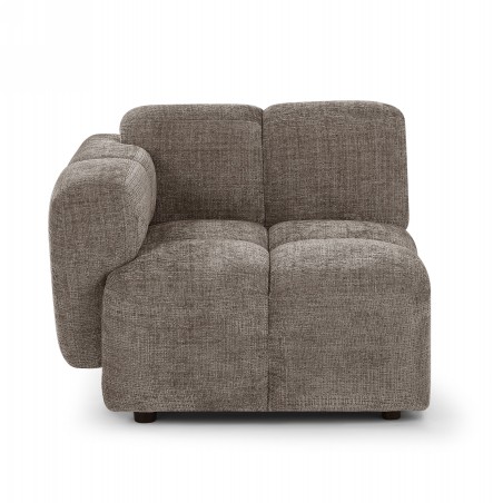 Canapé d'angle modulable ALENO 4 places tissu velours texturé marron
