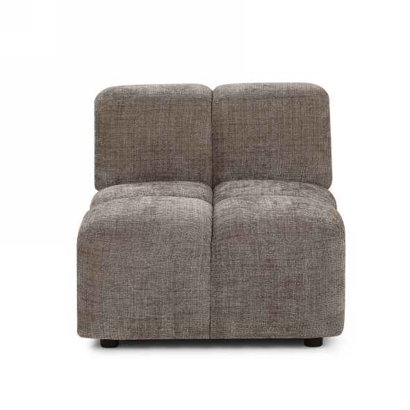 Canapé d'angle modulable ALENO 4 places tissu velours texturé marron
