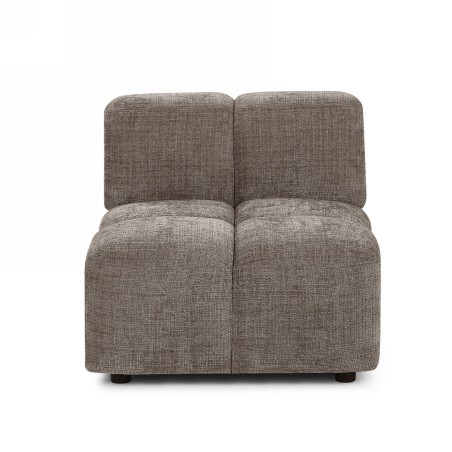Canapé d'angle modulable ALENO 4 places tissu velours texturé marron