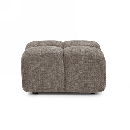 Canapé d'angle modulable ALENO 4 places tissu velours texturé marron