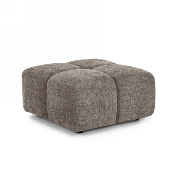Canapé d'angle modulable ALENO 4 places tissu velours texturé marron
