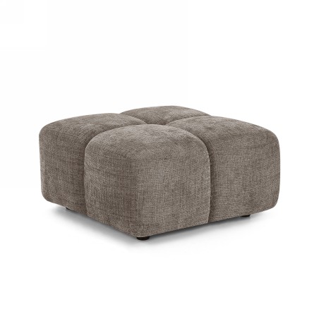 Canapé d'angle modulable ALENO 4 places tissu velours texturé marron