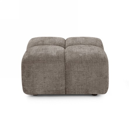 Canapé d'angle modulable ALENO 4 places tissu velours texturé marron