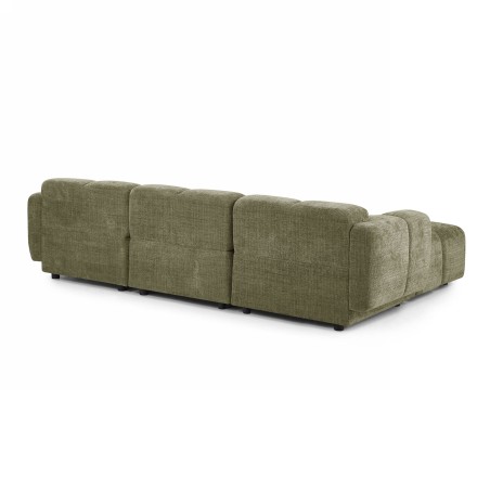 Canapé d'angle modulable ALENO 4 places tissu velours texturé vert