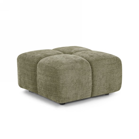 Canapé d'angle modulable ALENO 4 places tissu velours texturé vert