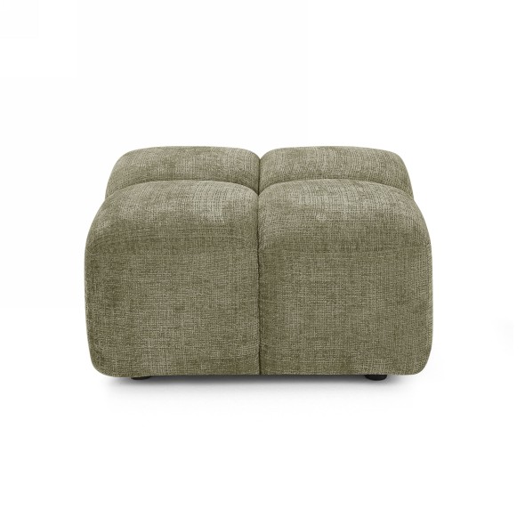 Canapé d'angle modulable ALENO 4 places tissu velours texturé vert