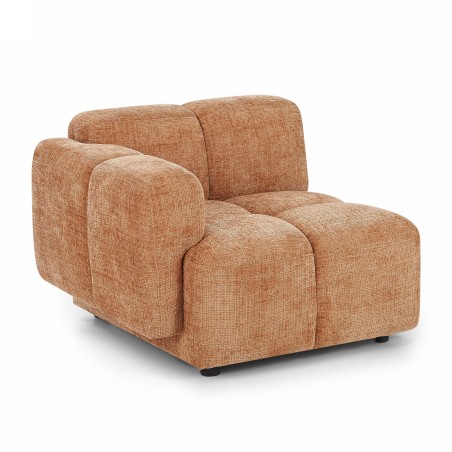 Canapé d'angle modulable ALENO 4 places tissu velours texturé terracotta