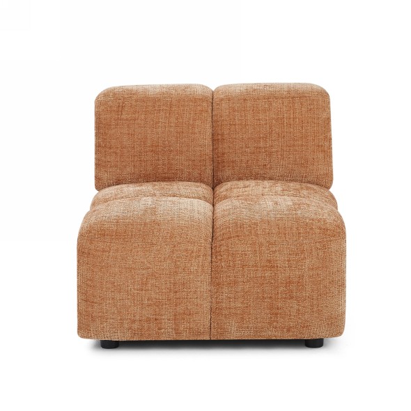 Canapé d'angle modulable ALENO 4 places tissu velours texturé terracotta
