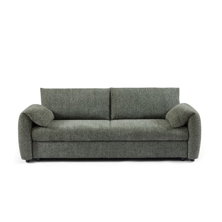 Canapé droit convertible ANGEA 3 places tissu chenille tramé vert