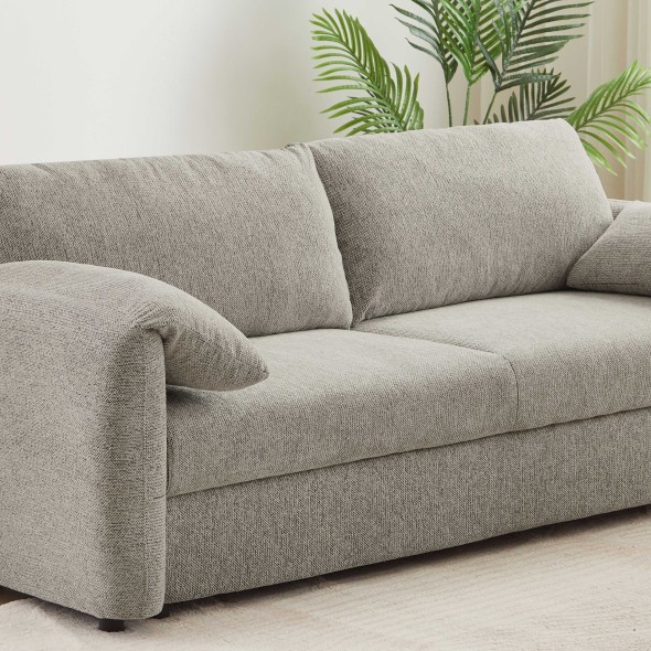 Canapé droit convertible ANGEA 3 places tissu chenille tramé taupe