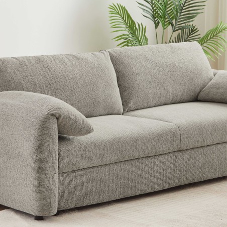 Canapé droit convertible ANGEA 3 places tissu chenille tramé taupe