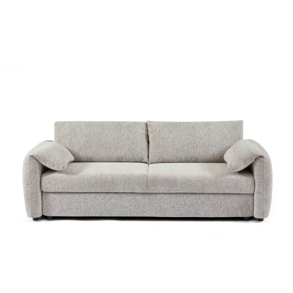 Canapé droit convertible ANGEA 3 places tissu chenille tramé beige