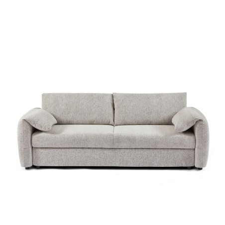 Canapé droit convertible ANGEA 3 places tissu chenille tramé beige