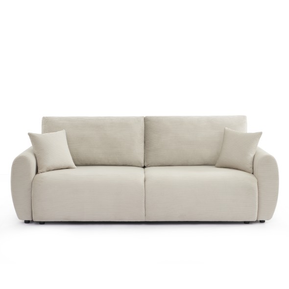 Canapé droit convertible 3 places DANILO velours côtelé beige