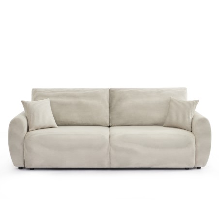 Canapé droit convertible 3 places DANILO velours côtelé beige