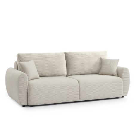 Canapé droit convertible 3 places DANILO velours côtelé beige