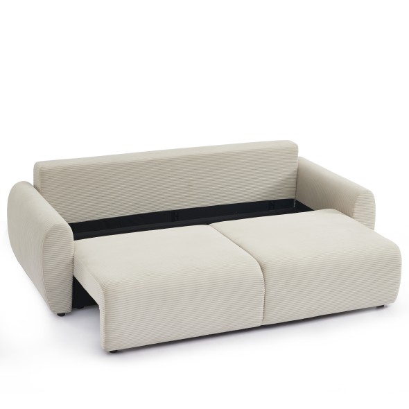 Canapé droit convertible 3 places DANILO velours côtelé beige