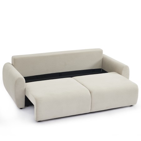 Canapé droit convertible 3 places DANILO velours côtelé beige